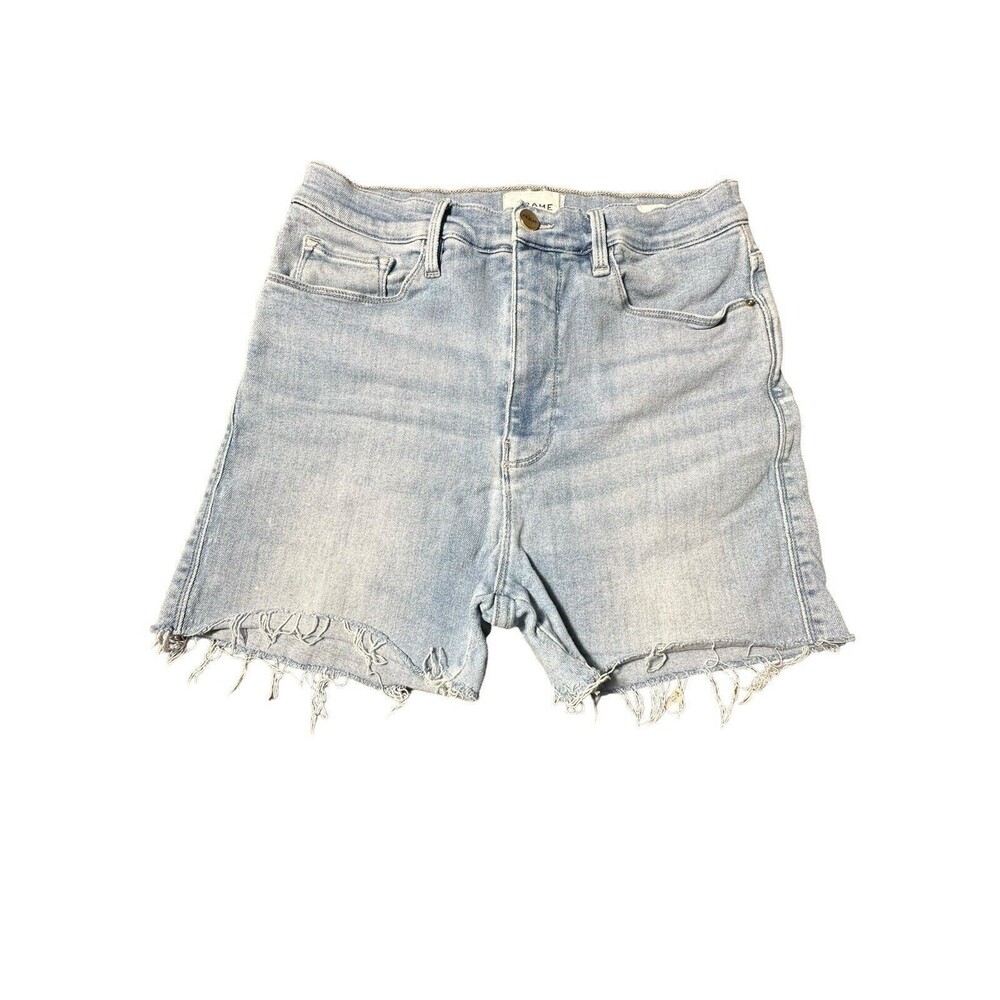 Frame Sz 30 Cutoff Paint Splatter Light Wash Stretch Jean Shorts Jorts #P4-4